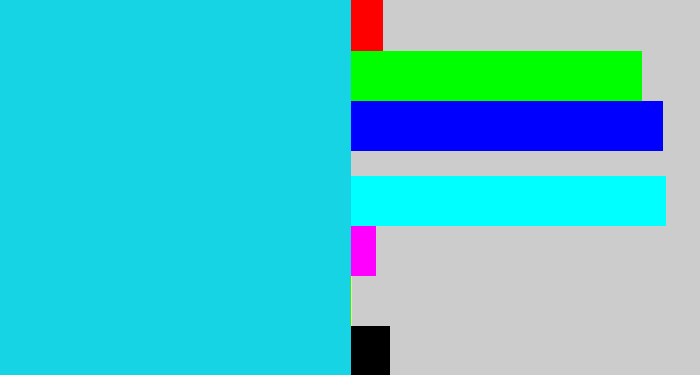 Hex color #16d4e4 - aqua blue