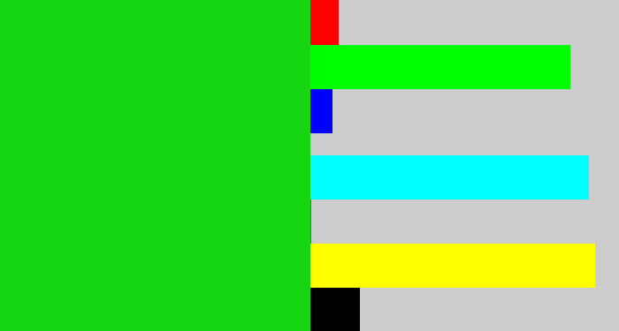 Hex color #16d612 - vibrant green