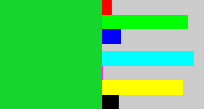 Hex color #16d62d - vibrant green