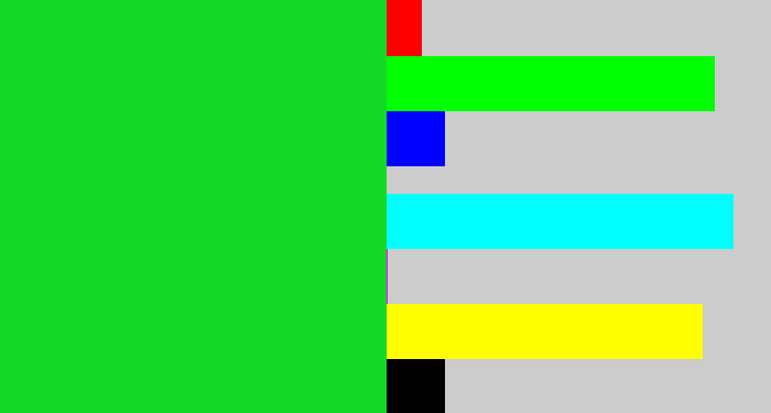 Hex color #16d827 - vibrant green