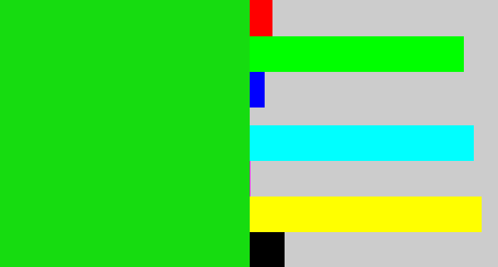 Hex color #16dc10 - vibrant green