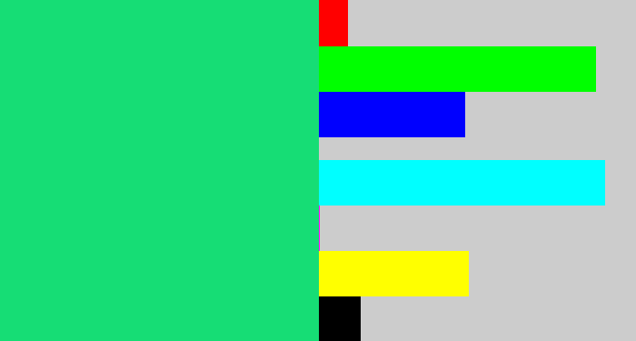 Hex color #16dd75 - tealish green