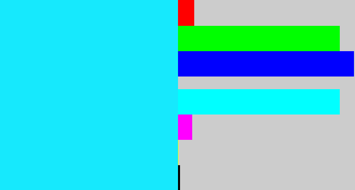 Hex color #16e9fd - bright light blue