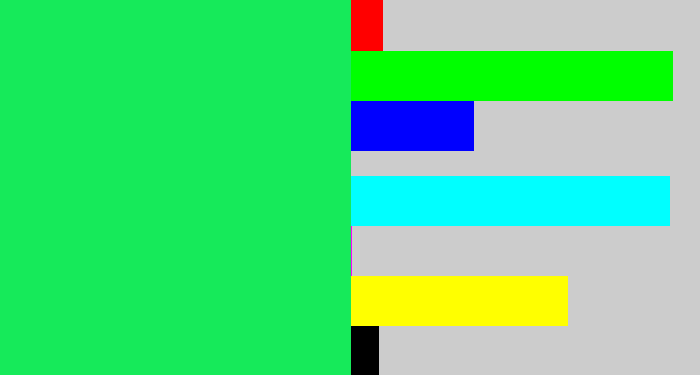 Hex color #16ea5a - tealish green