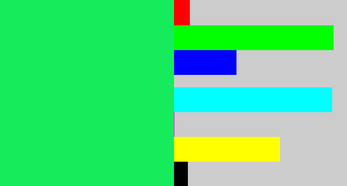 Hex color #16eb5c - tealish green