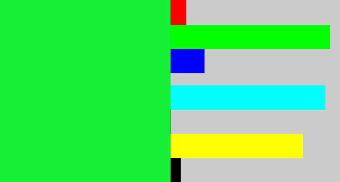 Hex color #16ef34 - hot green