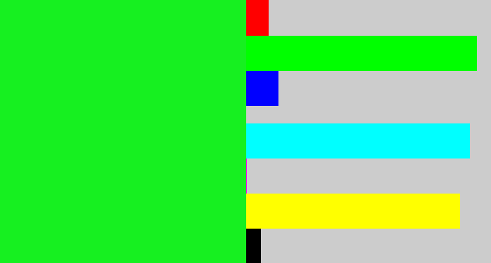 Hex color #16f020 - hot green