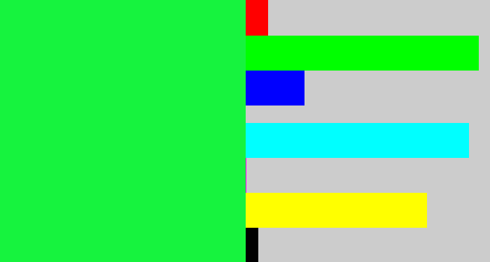 Hex color #16f33e - hot green