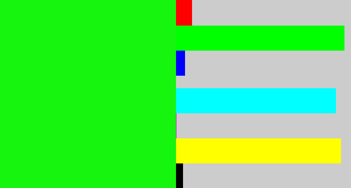 Hex color #16f50e - highlighter green