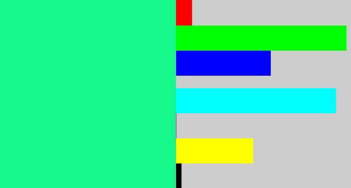 Hex color #16f88a - wintergreen