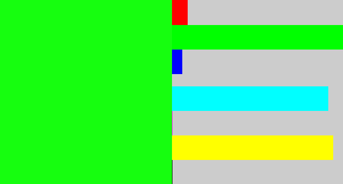 Hex color #16fe0f - highlighter green
