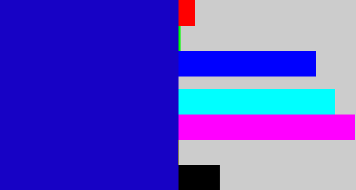 Hex color #1702c5 - ultramarine