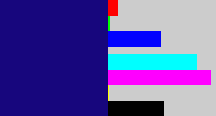 Hex color #17067d - deep blue