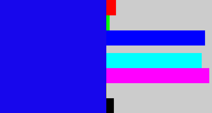 Hex color #1707ec - strong blue