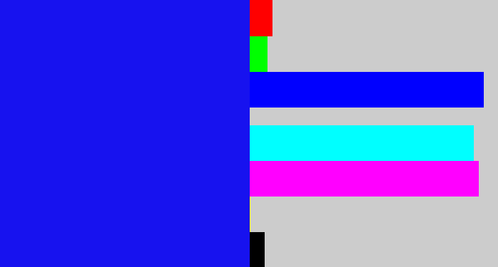 Hex color #1712ef - strong blue