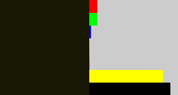 Hex color #171704 - almost black