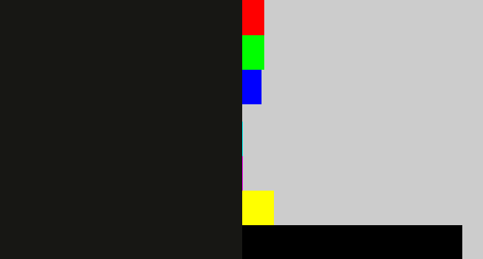 Hex color #171714 - almost black