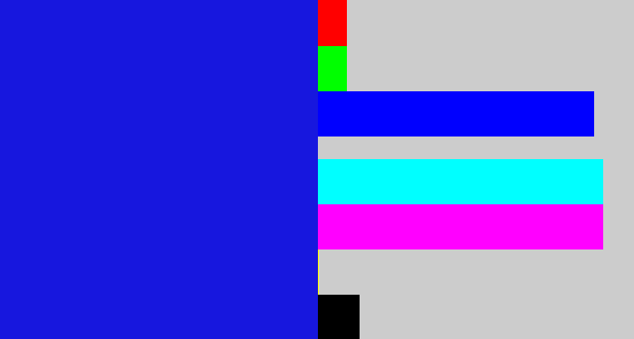 Hex color #1717de - ultramarine blue
