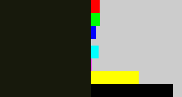 Hex color #17190c - almost black