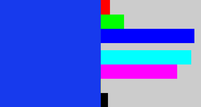 Hex color #173aed - vivid blue