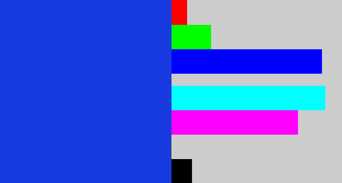 Hex color #173be0 - blue