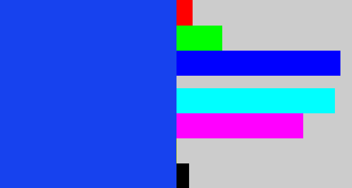 Hex color #1742ee - vibrant blue