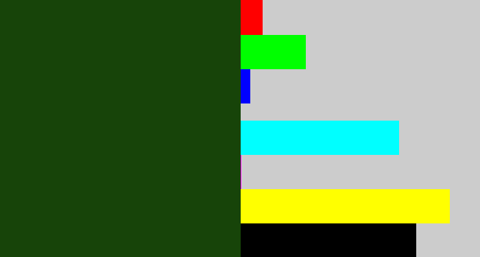 Hex color #174409 - forrest green
