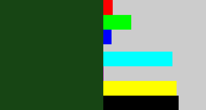Hex color #174514 - forrest green