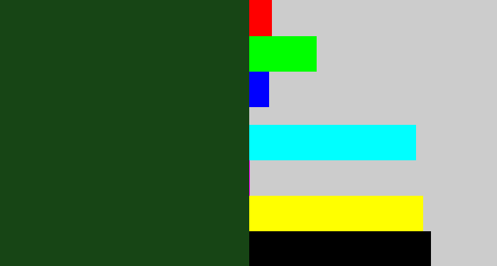 Hex color #174515 - forrest green