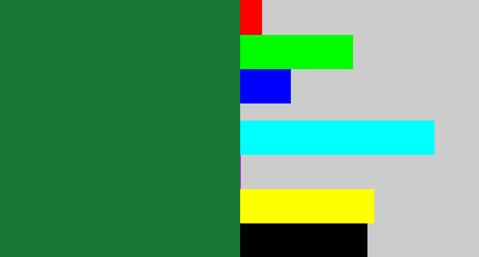 Hex color #177835 - darkish green