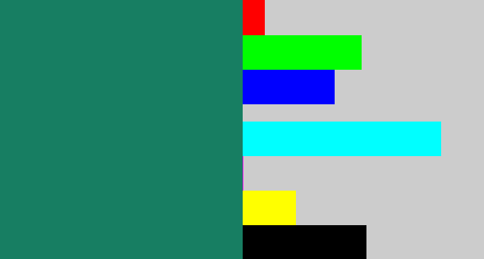Hex color #177e62 - blue green