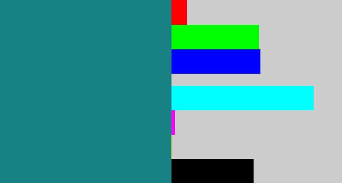 Hex color #178184 - greenish blue