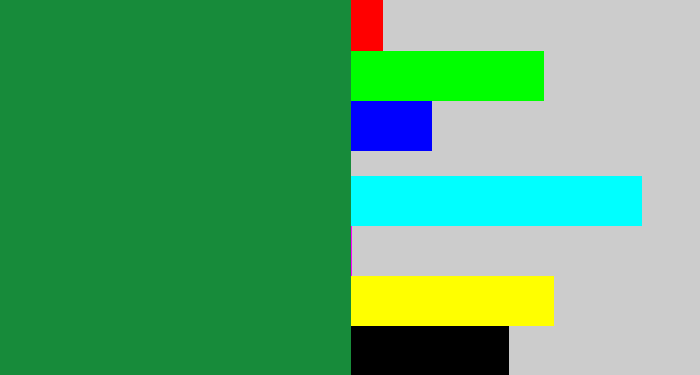 Hex color #178b3a - darkish green