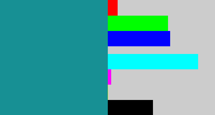Hex color #179094 - blue/green