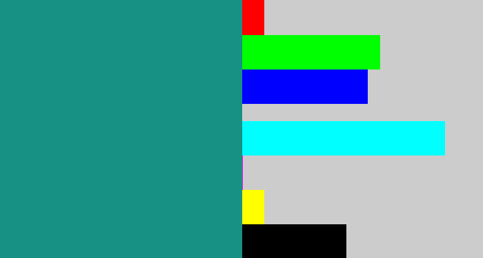 Hex color #179184 - greenish blue
