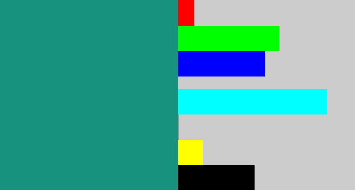 Hex color #17927e - greenish blue