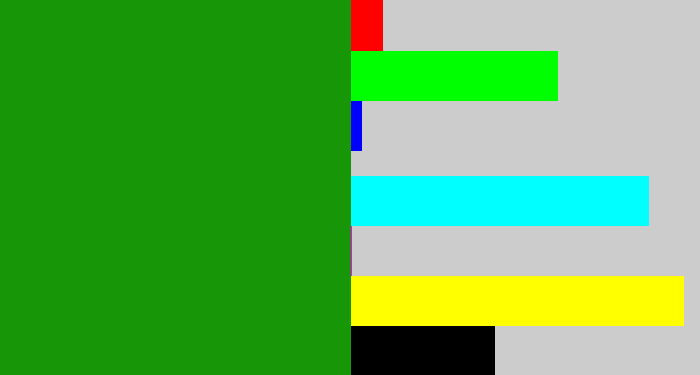 Hex color #179708 - true green