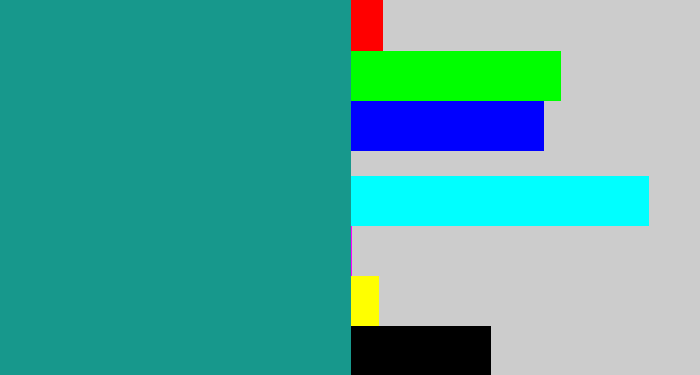 Hex color #17988c - blue/green