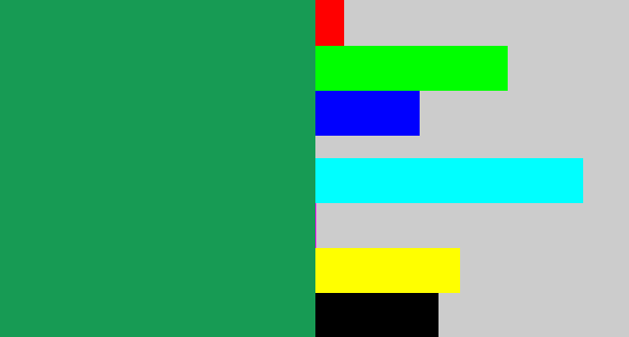 Hex color #179b54 - viridian