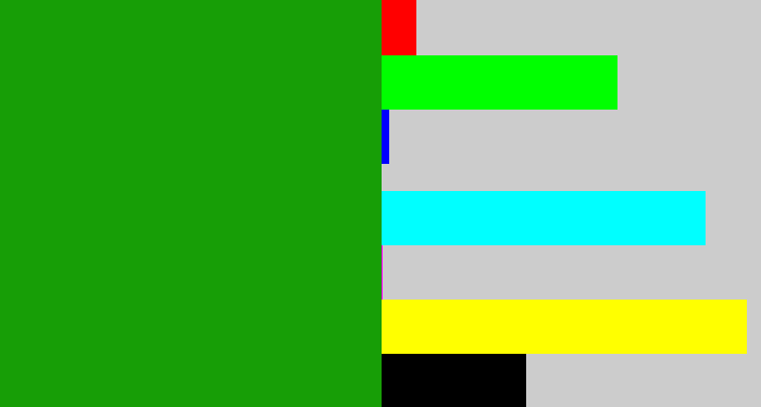 Hex color #179e06 - true green