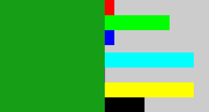 Hex color #179e17 - green