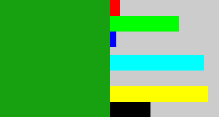 Hex color #17a010 - green