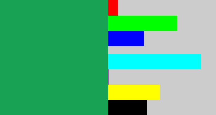 Hex color #17a254 - emerald