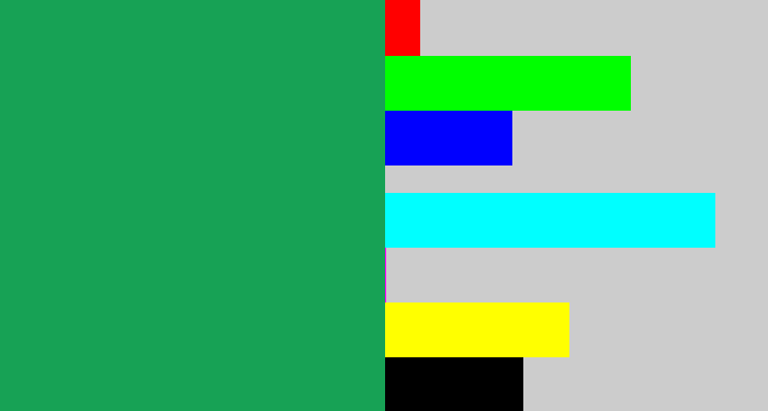 Hex color #17a255 - emerald
