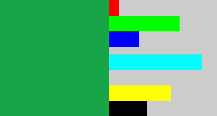 Hex color #17a547 - emerald