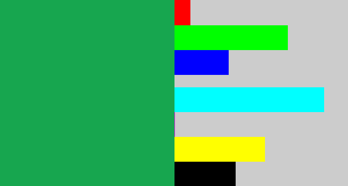 Hex color #17a64f - emerald