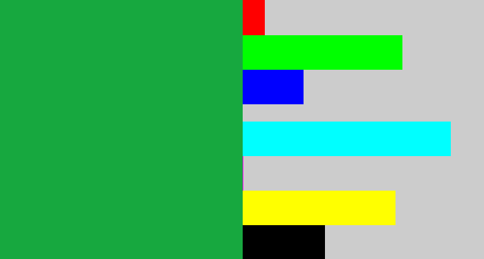 Hex color #17a83f - emerald