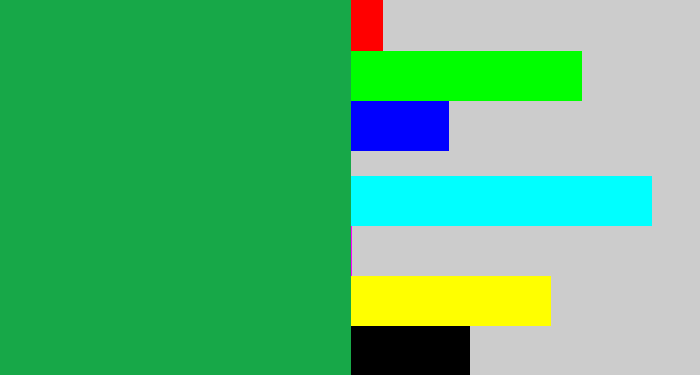 Hex color #17a848 - emerald