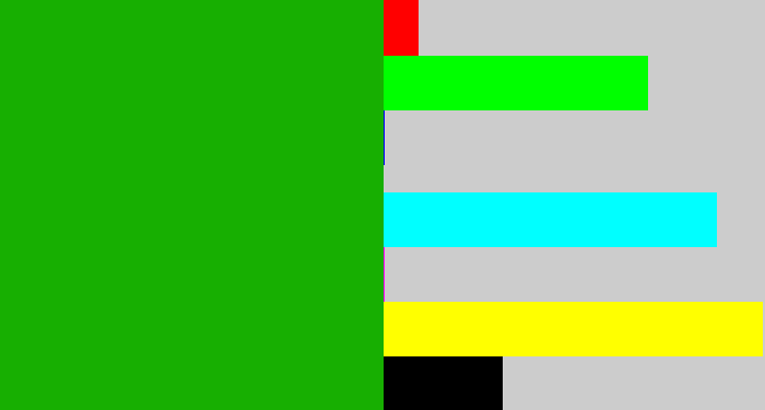 Hex color #17af01 - green