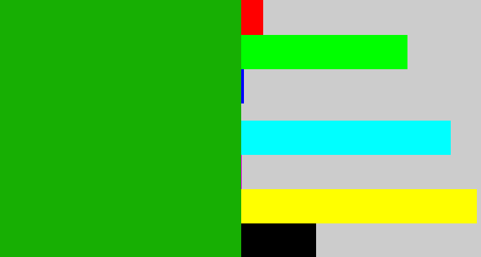 Hex color #17af03 - green